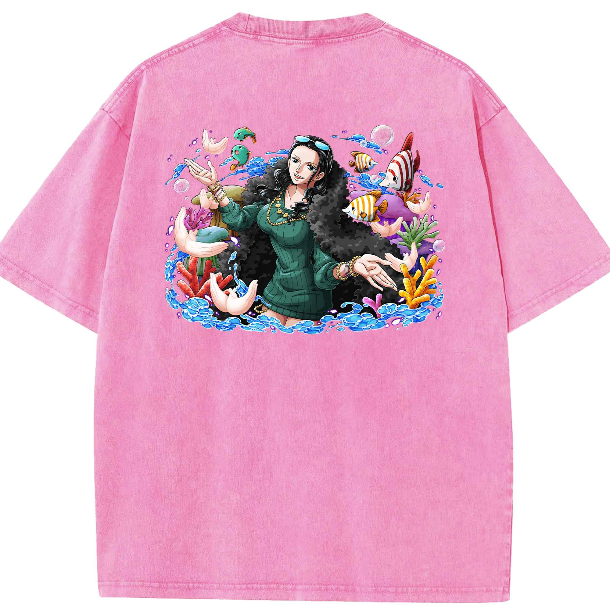 ワンピース ニコ・ロビン ONE PIECE Nico Robin 綿100% ヴィンテージ風 半袖Tシャツ（背面プリント）